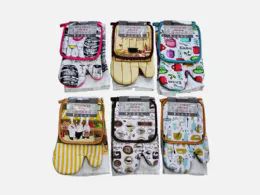 48 Pieces 3pk Printed Kitchen Set - Oven Mits & Pot Holders