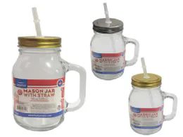 24 Units of Mason Jar 600ml With Straw - Glassware