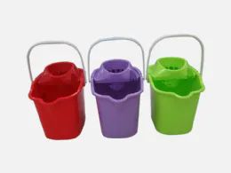 12 Pieces 17l Mop Bucket Plastic Handle W/wheel - Buckets & Basins