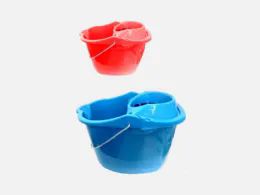 24 Pieces 17l Mop Bucket Metal Handle W/wheel - Buckets & Basins