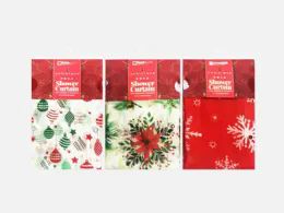 12 Pieces Printed 4g Peva Shower Curtain - 24 - Christmas Decorations
