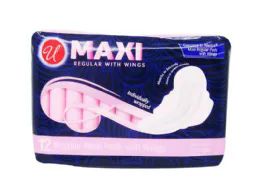 48 Pieces 12 Count Maxi Pad Regular With Wings - Personal Care Items