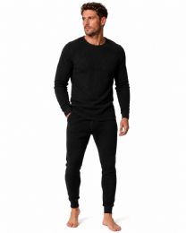 Yacht And Smith Men's Thermal Underwear Set In Black Size Medium