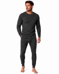 Yacht & Smith Mens Cotton Heavy Weight Waffle Texture Thermal Underwear Set Gray Size M