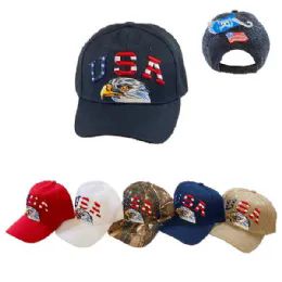 36 Wholesale Usa Flag Letters Hat With Eagle Head