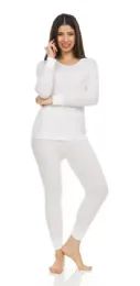 Yacht & Smith Womens Cotton Thermal Underwear Set White Size S