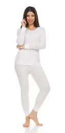 96 Wholesale Yacht & Smith Womens Cotton Thermal Underwear Set White Size S