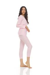 Yacht & Smith Womens Cotton Thermal Underwear Set Pink Size L