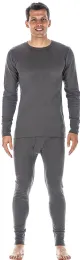 Acht & Smith Mens Cotton Heavy Weight Waffle Texture Thermal Underwear Set Gray Size xl