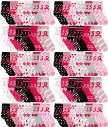 60 Units of Women's Breast Cancer Awareness Fuzzy Socks, Assorted Size 9-11 - Breast Cancer Awareness Socks