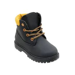 9 Units of Unisex Toddler Work Boots Black & Tan - Boys Shoes