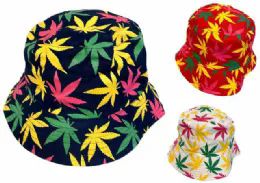 12 Bulk Marijuana Bucket Hat Assorted Colors Cotton