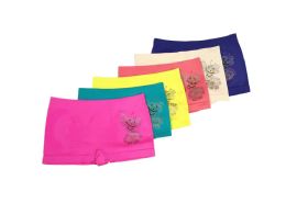 48 Wholesale Girl's Seamless Boxers Size M