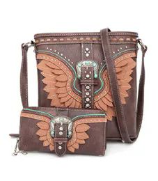 2 Units of Montana West Crossbody And Wallet In Coffee - Shoulder Bags & Messenger Bags