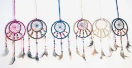 12 Units of Assorted Colored Handmade Dream Catchers With Beads - Home Decor