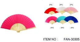 96 Units of Solid Color Wood Hand Fan - Novelty Toys