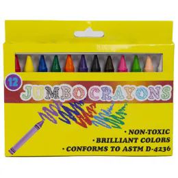 48 Wholesale Crayons 12ct Jumbo 3.93in L