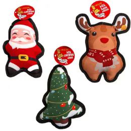 60 Wholesale Dog Toy Christmas Canvas 3 Asst Reindeer/santa/treein Pdq #p32155