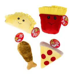 84 Wholesale Dog Toy Plush Food Assortment W/squeaker 4 Styles In Pdq #p30943