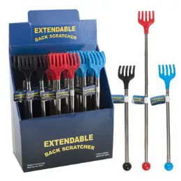 48 Bulk Back Scratcher Extendable 3asst Colors In 24pc Pdq Extends To 14.75in