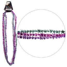 36 Wholesale Necklace Happy New Year Plastic3ast Colors/pk 33inl Nyhdrgreen/purple/pink Per pk