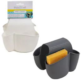 24 Wholesale Sink Caddy Double Sided Tpr Plastic 2ast White/grey 5x5.5inch Hanging B&c Card