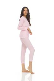 24 Bulk Yacht & Smith Womens Cotton Thermal Underwear Set Pink Size S