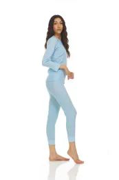 6 Wholesale Yacht & Smith Womens Cotton Thermal Underwear Set Blue Size M