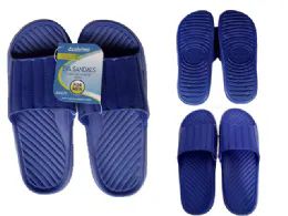 48 Wholesale Men's Eva Sandals Size 41-44 Slippers Grey Blu