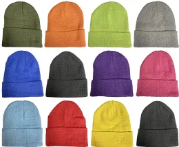 48 Bulk Yacht & Smith Unisex Kids Stretch Colorful Winter Warm Knit Beanie Hats, Many Colors