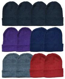 36 Bulk Yacht & Smith Unisex Kids Winter Knit Hat Assorted Colors