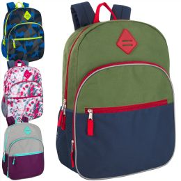 24 Pieces Boys & Girls Fashion Backpack With Mesh Side Pockets & Padded Back - Backpacks