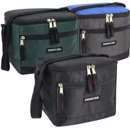 24 Wholesale Fridge Pak 6 Can Cooler Bag With Front Zippered Pocket