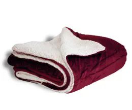 10 Units of Micro Mink Sherpa Blanket In Burgandy - Fleece & Sherpa Blankets