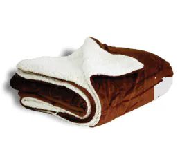 10 Wholesale Micro Mink Sherpa Blanket In Chocolate