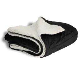10 Wholesale Micro Mink Sherpa Blanket In Black