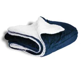 10 Pieces Micro Mink Sherpa Blanket In Navy - Fleece & Sherpa Blankets