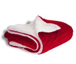 10 Wholesale Micro Mink Sherpa Blanket In Red
