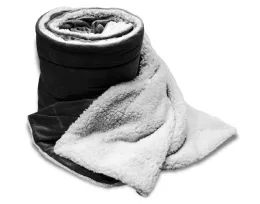 8 Wholesale Oversized Micro Mink Sherpa Blanket In Black