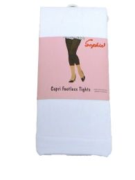 120 Units of Ladies' Capri Tights W/lace White - Womens Tights