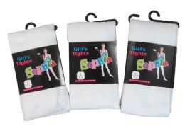 36 Pairs Girls Acrylic Tights In White Size S - Girls Socks & Tights