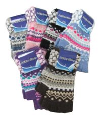 60 Pairs Ladies' Wool Like Fingerless Glove Patterned - Working Gloves