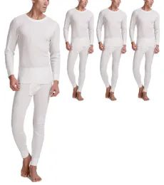 3 Wholesale Yacht & Smith Mens Cotton Thermal Underwear Set White Size Xxl