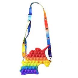 36 Bulk Push Pop Fidget Cross Body Bag [unicorn] 7"x7" Rainbow Only