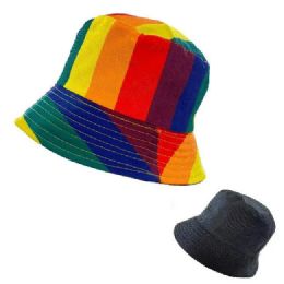 24 Wholesale Bucket Hat [rainbow Stripes]