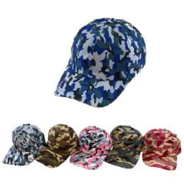 48 Pieces Child's Colorful Camo Ball Cap - Hats With Sayings