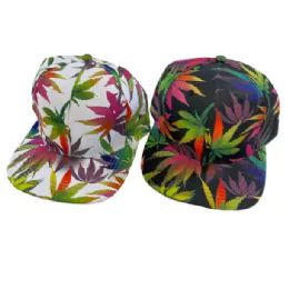 48 Pieces Snap Back Flat Bill [colorful Marijuana - Hats With Sayings