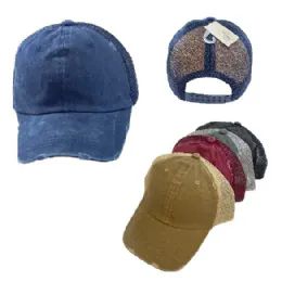 48 Wholesale Denim Washed Mesh Hat [distressed]