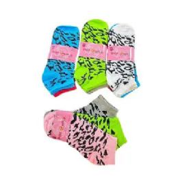 60 Pieces 3pr Ladies/teen Anklets 9-11 [cheetah Print] - Girls Ankle Sock
