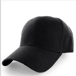 48 Pieces Hats - Base Caps Plain - Black - Hats With Sayings